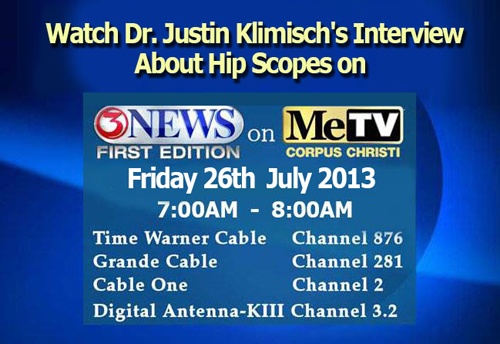 Dr. Justin Klimisch will be interviewed on Channel 3 (KIII) News Frist Edition on ME TV , Friday July 26, 2013 between 7am-8am